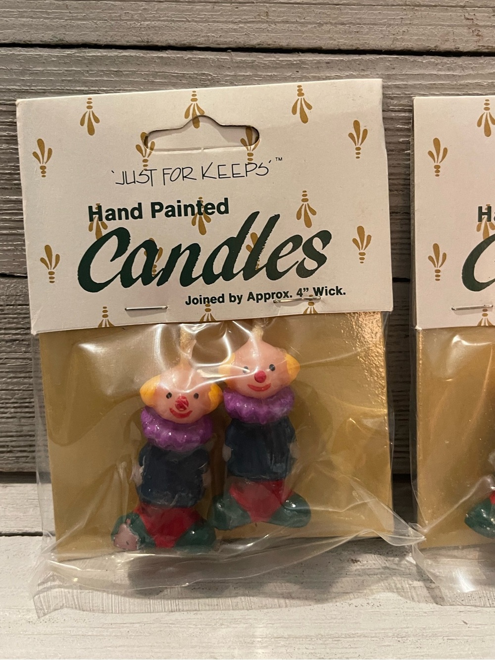 1988 “Just For Keeps” Hand Painted Candles Clown Candles Gurley Candles Party